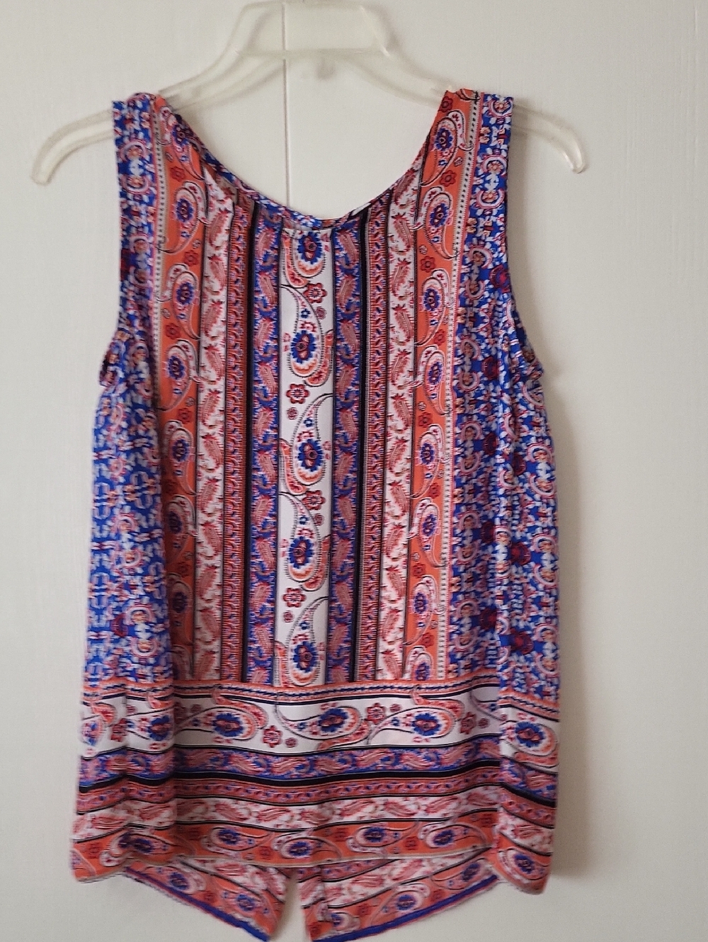 Cynthia Rowley Coral and Blue Paisley Tank